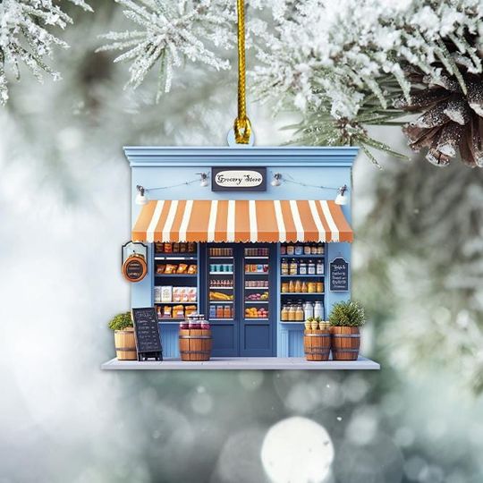 Discover Grocery Christmas Ornament, Grocery Store Ornament Gift, Grocery Hanging Ornament, Grocery Store Window Ornament Holiday Decor TD-1018-29SI