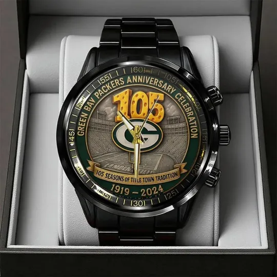 Discover Green Bay Packers Black Stainless Steel Watch 1919-2024