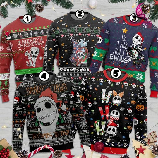 Jack Skellington Ugly Christmas Sweater, Nightmare Before Christmas Sweater