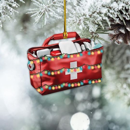 First Aid Bag Ornament, First Aid Kit Christmas Ornament, Emergency Box Ornament, EMT EMS Nurse Holiday Ornament