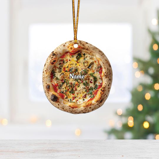 Personalized Sourdough Pizza Ornament, Christmas Pizza Decor, Food Lover Gift