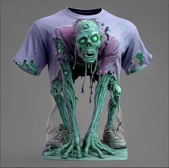 Discover 3D Zombie T-Shirt Crawling Undead Glow Eyes Scary Monster Horror Halloween Tee