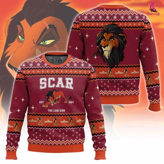 Scar The Lion King Ugly Christmas Sweater, The Lion King Christmas Sweater