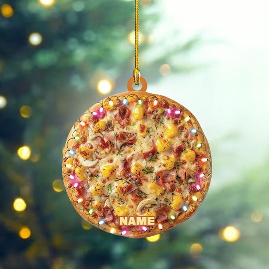 Personalized Sourdough Pizza Ornament, Christmas Pizza Decor, Food Lover Gift