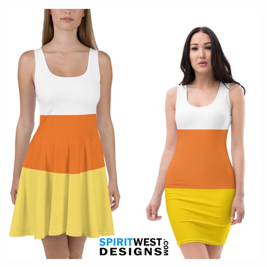 Discover Candy Corn Costume Skater Dress | Trick Or Treat Cosplay Halloween Costume