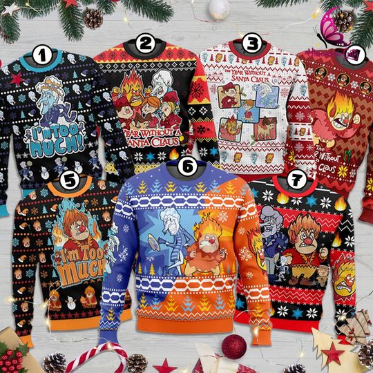 Heat and Snow Miser Ugly Christmas Sweater, Year Without Santa