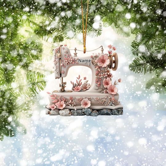 Discover Custom Name Vintage Sewing Machine Christmas Ornament, Xmas Tree Decor, Sewing Gift, Sewing Ornament for Sewing Lovers ID-1018-T9MK