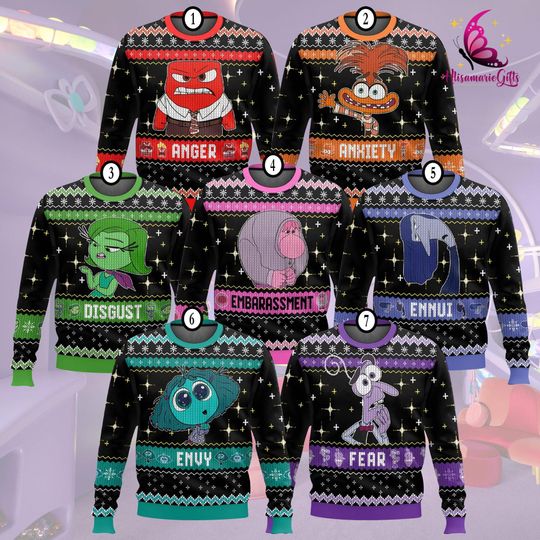 Discover Inside Out Ugly Christmas Sweater, Inside Out Emotions Christmas Shirt, Pixar Inside Out Shirt, Inside Out Matching Shirt, Inside Out 2