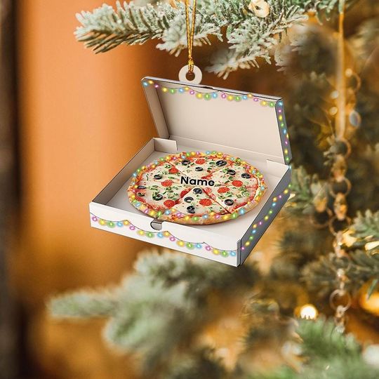 Discover Personalized Pizza Box Ornament, Pizza Christmas Ornament, Pizza Lovers Ornament Gift, Pizza Holiday Ornament Decor, Food Lover TD-1120-GTGA