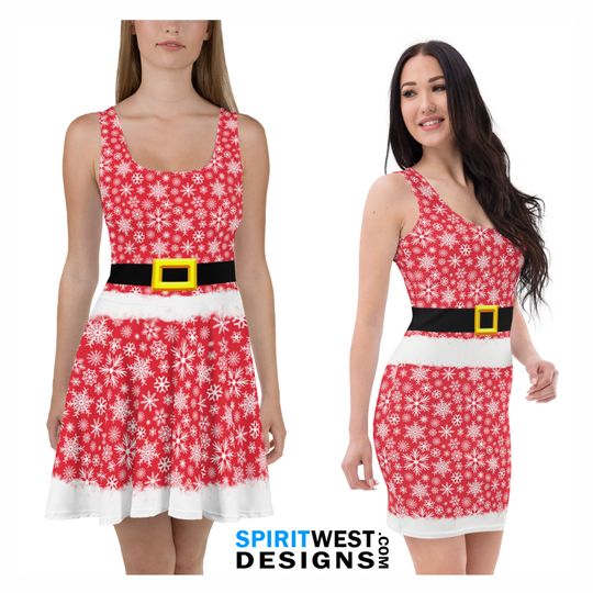Discover Christmas Dress Costume | Red Snowflake Holiday Skater Dress | Party Cosplay Costume