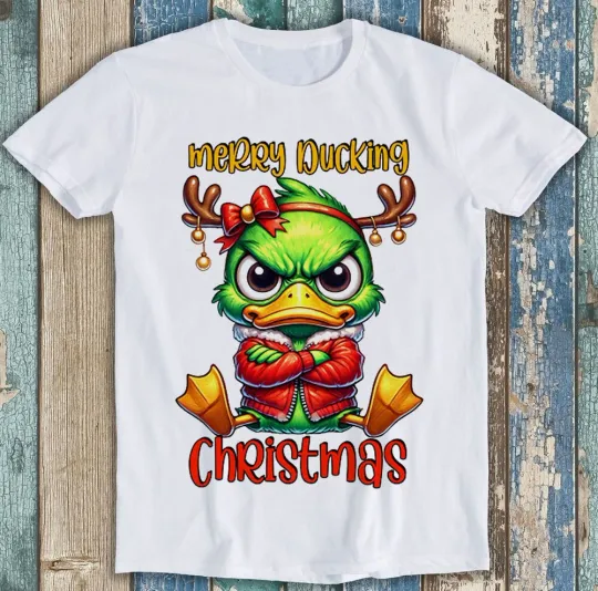 Discover Merry Ducking Christmas Duck Saying Meme Funny Gift Tee T Shirt 1800