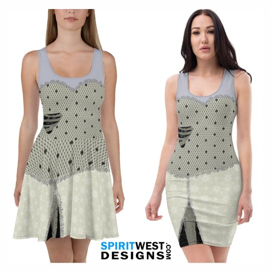 Discover Emily Costume Skater Dress or Fitted Dress | Zombie Costume | Dead Corpse Bride Cosplay Bodycon Halloween Ragdoll Costume Woman's Costume