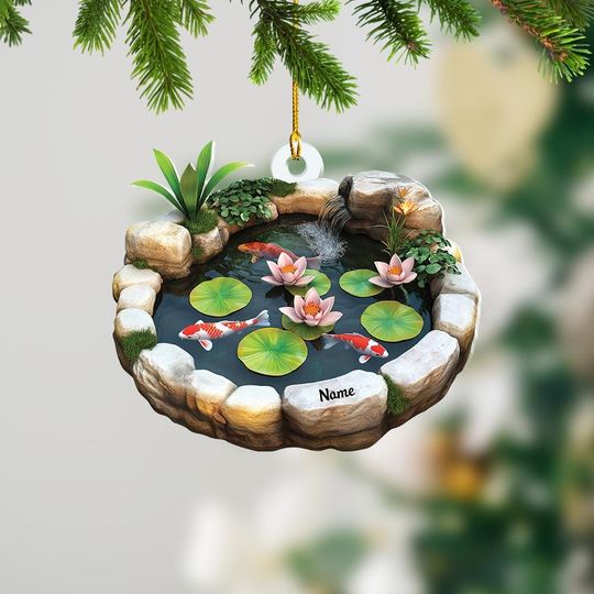 Personalized 2D Flat Koi Fish Ornament, Koi Fish Christmas Gift, Koi Fish Pond Ornament, Koi Fish Lake Ornament Fish Lover Gift