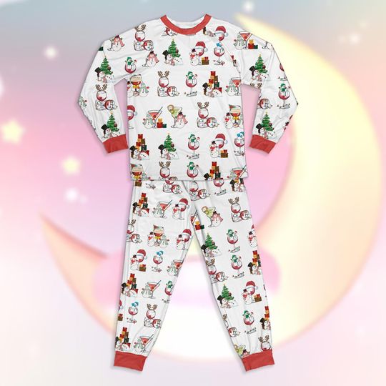 Discover Christmas Family Matching Pajamas Set, Holiday Sleepwear with Santa, Reindeer, Snowman Prints, Festive Red and White PJs for Adults and Kids