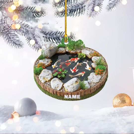 Personalized 2D Flat Koi Fish Ornament, Koi Fish Christmas Gift, Koi Fish Pond Ornament, Koi Fish Lake Ornament Fish Lover Gift