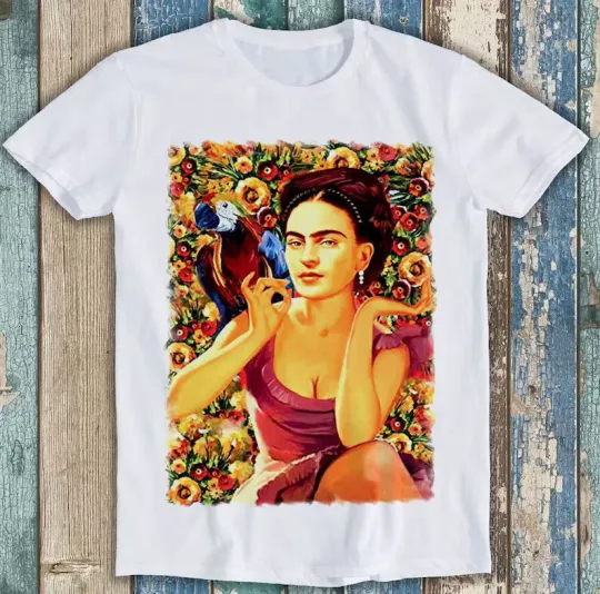 Frida Kahlo Parrot Bird Artist Watercolor Funny T-Shirt