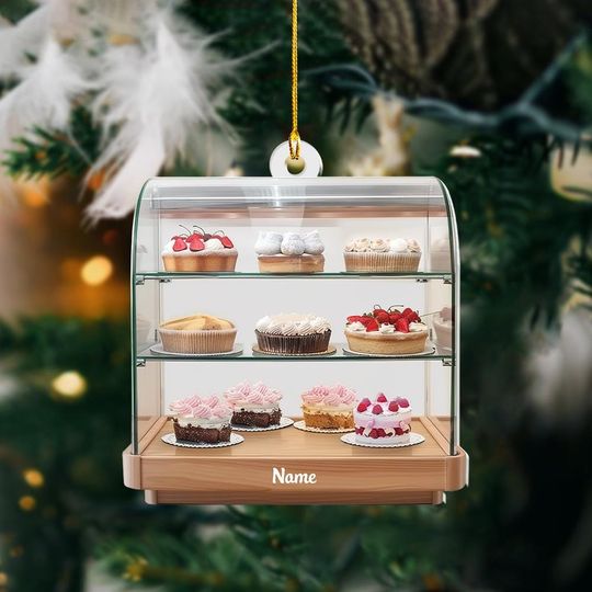 Discover Personalized Cake Display Case Ornament, Christmas Ornament, Baking Lovers Ornament, Baker Gift, Bakery Holiday Ornament Decor ID-1127-OZXO