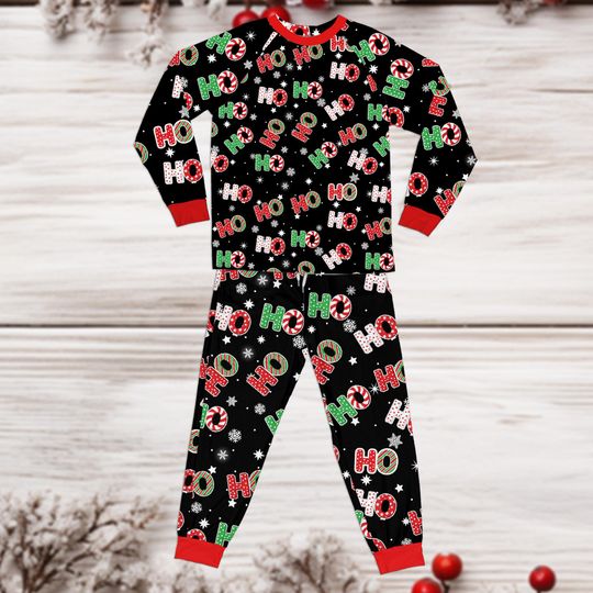 Discover Christmas Pajamas Set Ho Ho Ho Candy Cane Santa Pajamas Holiday Sleepwear Family Xmas Pjs Winter Nightwear Snowflake Gift Black Red Pajamas