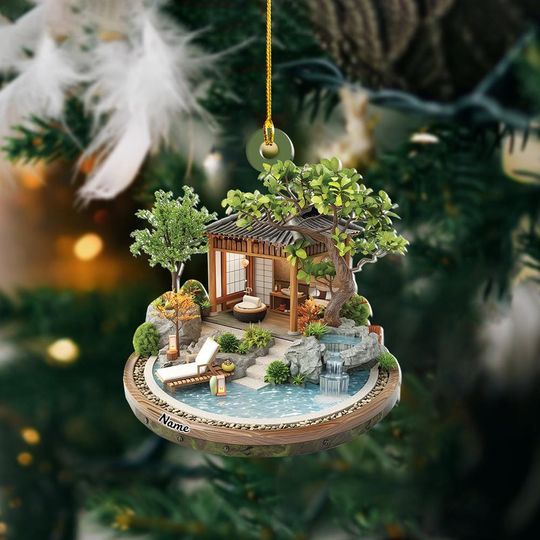 Discover Custom Name Resort Ornament, 2D Flat Ornament, Personalized Massage Therapy Ornament, Massage Christmas, Spa Tree Decoration ID-1127-1DTY