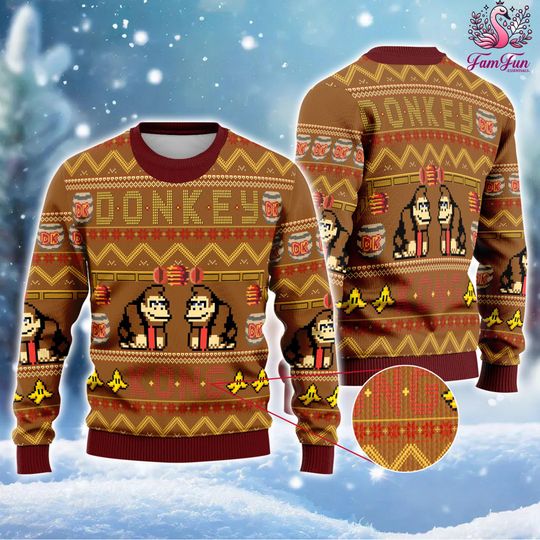 Donkey Kong Ugly Christmas Sweater, Donkey Kong Super Mario Ugly Sweater