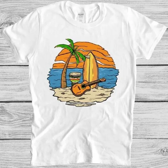 Discover Guitar T Shirt Heaven Island Funny Lover Cool Gift Tee M408