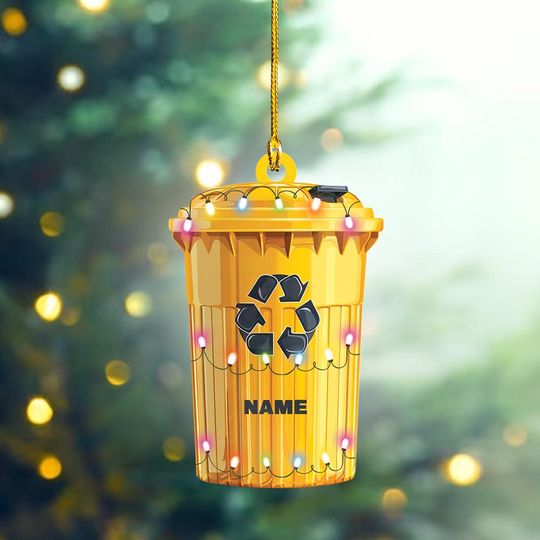 Discover Personalized Recycling Bin Ornament, Trash Can Christmas Ornament, Garbage Can Ornament, Rubbish Bin Ornament, Sanitation Worker