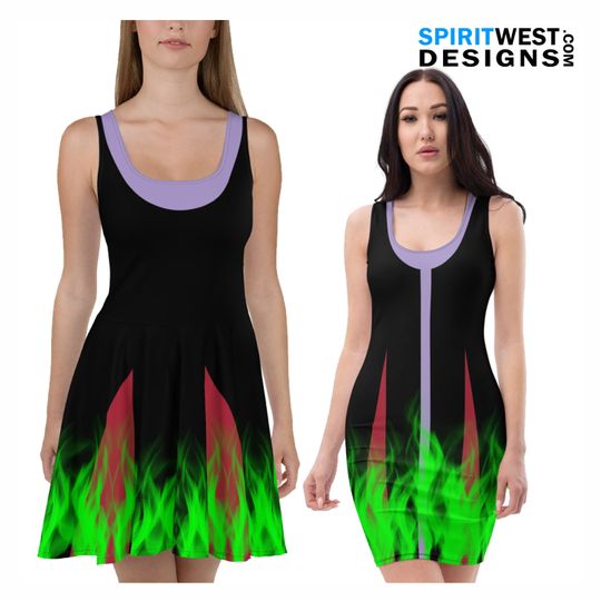 Discover Maleficent Costume Skater Dress | Villain Cosplay Halloween Costume | Costume Dance Running Costume
