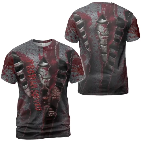 Problem Solved Bloody Halloween T-Shirt 3D Funny Horror Costume Party Tee Gift1