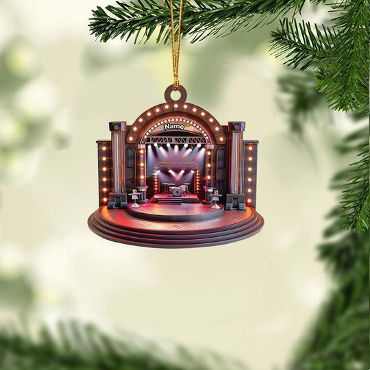 Custom Music Stage Ornament, 2D Flat Music Room Ornament, Bar Ornament, Musician Ornament Gift, Music Studio Decor