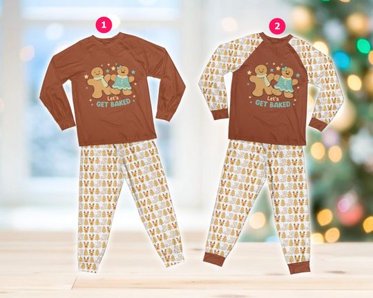 Discover Let's Get Baked Christmas Pajamas Set, Christmas Baking Long Sleeve Two Piece, Cookie Baker, Cookie Tester, Cookie Squad Xmas Loungewear Set