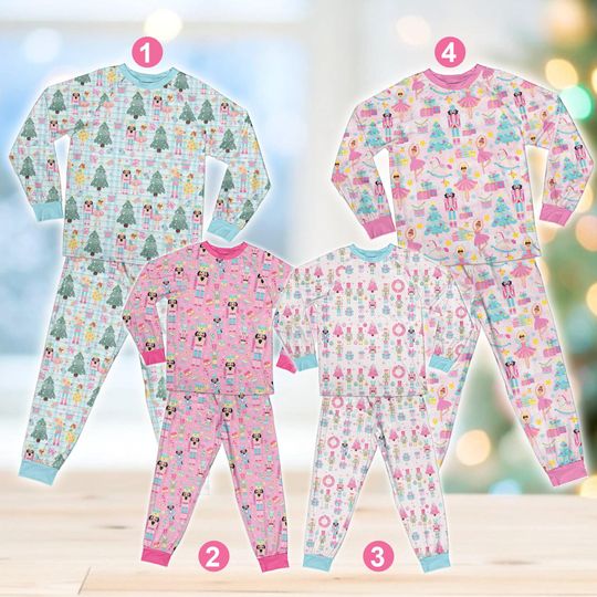 Christmas Nutcracker Pajama Set, Nutcracker Ballet Christmas Tree Long Sleeve PJs, Festive Holiday Sleepwear, Matching Family Xmas Pajamas