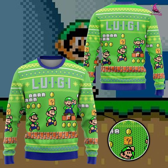 Super Mario Luigi Ugly Sweater, Bowser Mario Bros Xmas Sweatshirt