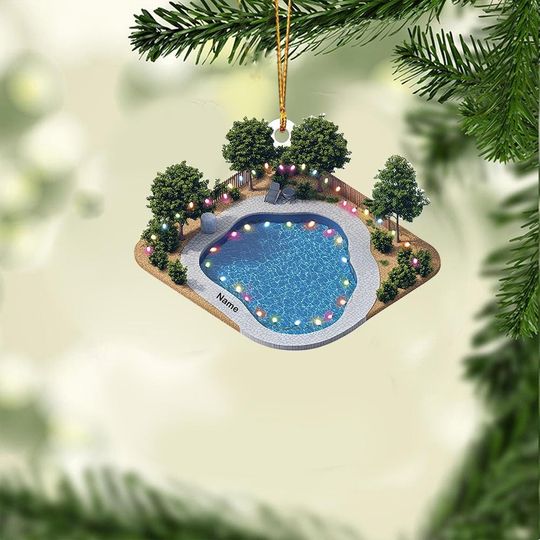 Discover Personalized Swimming Pool Ornament, Swimming Pool Christmas Ornament, Pool Lovers Ornament Gift, Pool Holiday Ornament Decor TD-1122-UZMB