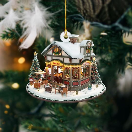 Personalized Restaurant 2D Flat Christmas Ornament, Restaurant Ornament, Restaurant Owner Holiday Gift Housewarming Gift