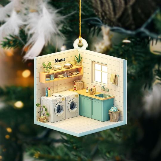 Discover Personalized Laundry Ornament, Washing Machine Christmas Ornament, Laundry Room Ornament, Laundry Room Decor ID-1126-QYMC