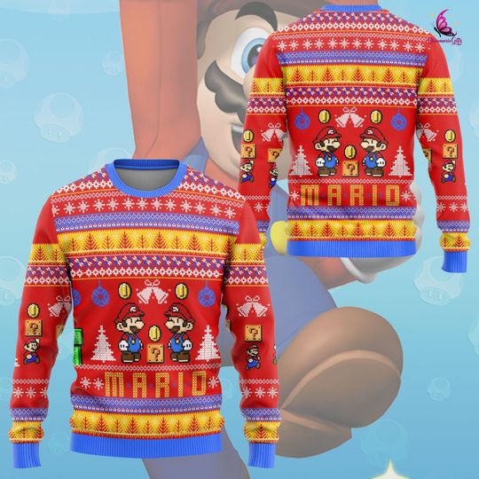 Discover Super Mario Bros Ugly Christmas Sweater, Ugly Christmas Sweater, Funny Sweater, Mario Ugly Sweater, Christmas Mario Sweater