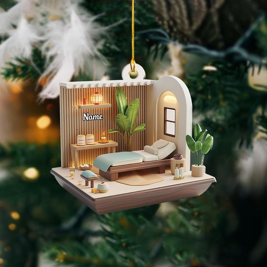 Custom Name Massage Ornament, 2D Flat Ornament, Massage Therapy Ornament, Massage Christmas, Spa Tree Decoration