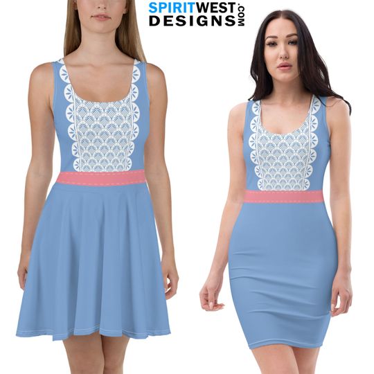 Discover Bo Peep Costume Skater Dress Fitted Bodycon Tank Toy Story Doll Cosplay Halloween Gymnastics Dance Short Mini Activewear Stretchy Dress Up