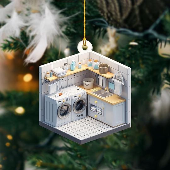 Discover Personalized Laundry Ornament, Washing Machine Christmas Ornament, Laundry Room Ornament, Laundry Room Decor ID-1125-6DPH