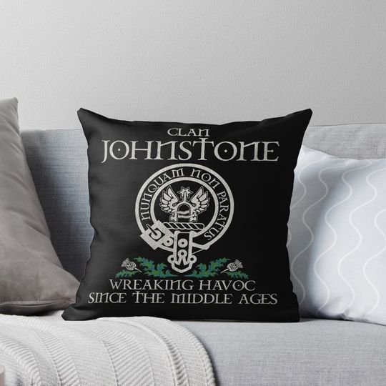 Discover Clan Johnstone crest Scottish surname tartan Thistle vintage Pillow