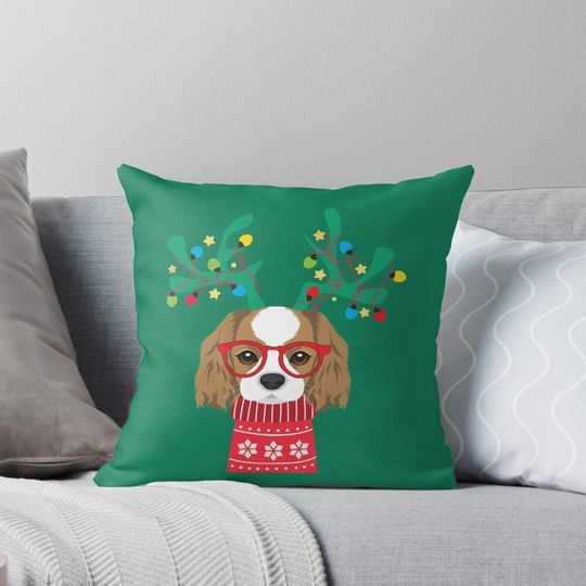 Cavalier King Charles Spaniel Funny Holiday Xmas Christmas Pillow