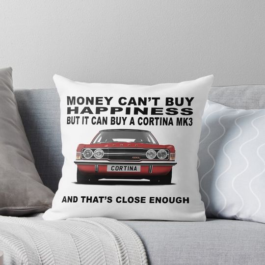 Discover Ford Cortina Mk3 GXL Orange Classic Car Art Illustration Pillow