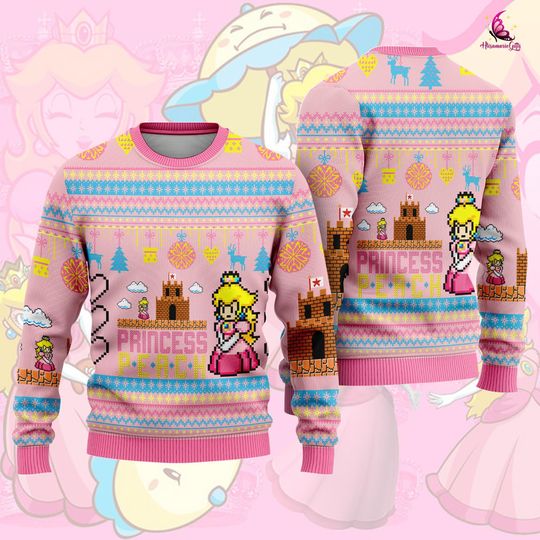 Super Mario Peach Ugly Sweatshirt | Super Mario Ugly Christmas Sweater