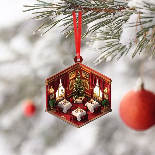 Discover Personalized Restaurant 2D Flat Christmas Ornament, Restaurant Car Ornament, Restaurant Owner Holiday Gift Housewarming Gift ID-1125-MSED