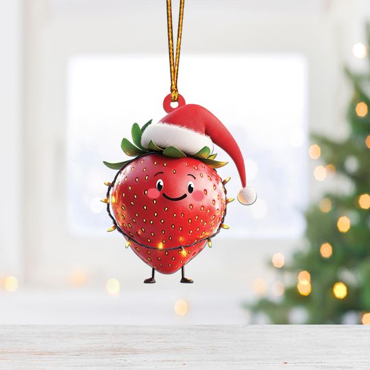 Discover Lovely Strawberry Christmas Tree Ornament, Strawberry Car Ornament, Strawberry Flat Hanging Ornament, Strawberry Lovers Gift ID-1021-NARM