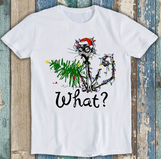 Christmas Lights Cat Meme T-Shirt