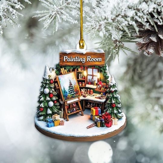 Discover Art Studio Christmas Ornament, Painting Studio Holiday Ornament, Painting Room Ornament, Drawing Ornament, Painter Artist Gift
