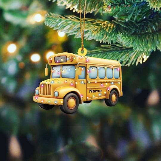 Discover Personalized School Bus Ornament, School Bus Christmas Ornament, Bus Driver Ornament Gift, School Bus Holiday Ornament Decor