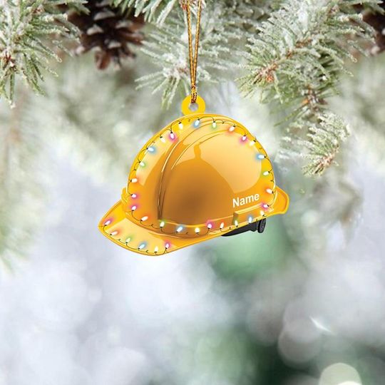 Personalized Construction Helmet Ornament, Safety Helmet Christmas Ornament, Construction Ornament Decor, Constructor Xmas Gift