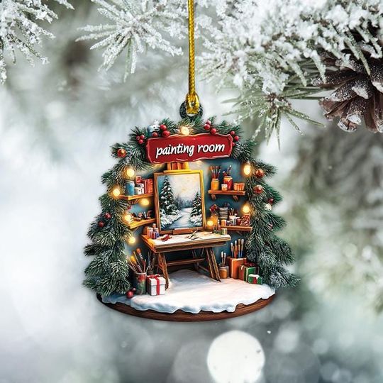 Discover Art Studio Christmas Ornament, Painting Studio Holiday Ornament, Painting Room Ornament, Drawing Ornament, Painter Artist Gift